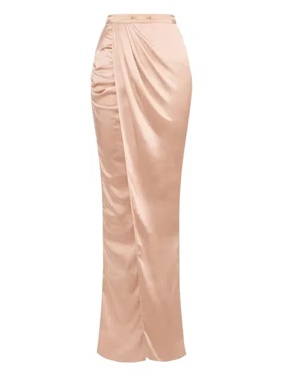 Elisabetta Franchi Jewel Horsebit Wraparound Skirt In Neutral