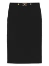 Elisabetta Franchi Slit Waist Gold High Knee Skirt In Black