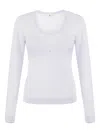 Elisabetta Franchi Jewel-logo Wool-blend Top In White