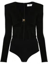 Elisabetta Franchi Jewel-ring Jersey Bodysuit In Black