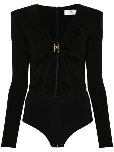 Elisabetta Franchi Jewel-ring Jersey Bodysuit In Black