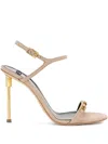 Elisabetta Franchi Jewel Sculpted Heel Sandals In Neutral
