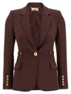 Elisabetta Franchi Jewel Strap Blazer Blazers Purple In Brown