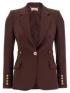 Elisabetta Franchi Jewel Strap Blazer Blazers Purple In Brown