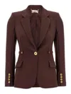 Elisabetta Franchi Jewel Strap Blazer In Purple