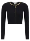 Elisabetta Franchi Jewel Zip Puller Cardigan Sweaters And Cardigans Black In Black