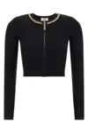 Elisabetta Franchi Cardigan In Maglia A Rombi Con Dettaglio Gioiello Nero In Black