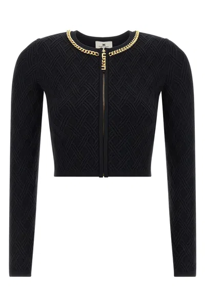 ELISABETTA FRANCHI JEWEL ZIP PULLER CARDIGAN