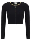Elisabetta Franchi Jewel Zip Puller Cardigan Sweaters And Cardigans Black In Black