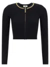 Elisabetta Franchi Jewel Zip Puller Cardigan Sweaters And Cardigans Black In Black