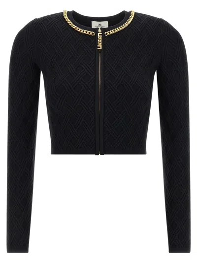 ELISABETTA FRANCHI JEWEL ZIP PULLER CARDIGAN
