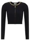 Elisabetta Franchi Jewel Zip Puller Cardigan Sweaters And Cardigans Black In Black