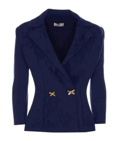 Elisabetta Franchi Jewelled Bows Knit Blazer Jacket
