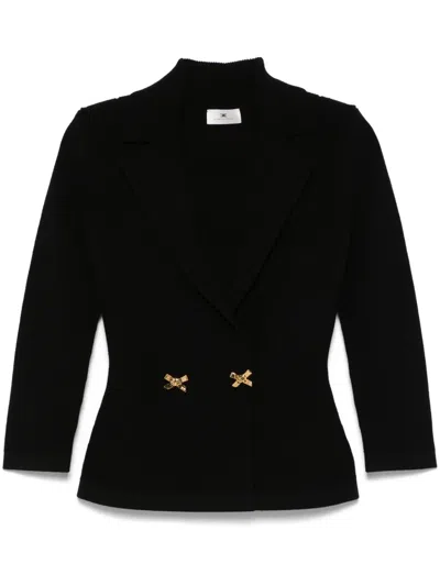 Elisabetta Franchi Jewelled Bows Knit Blazer In Schwarz