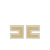 Elisabetta Franchi Logo Square Earrings In Gold