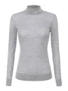 Elisabetta Franchi Gray Wool Turtleneck Sweater With Logo Embroidery In Grey