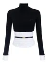 Elisabetta Franchi Layered Turtleneck Sweater With Shirt-style Base In White