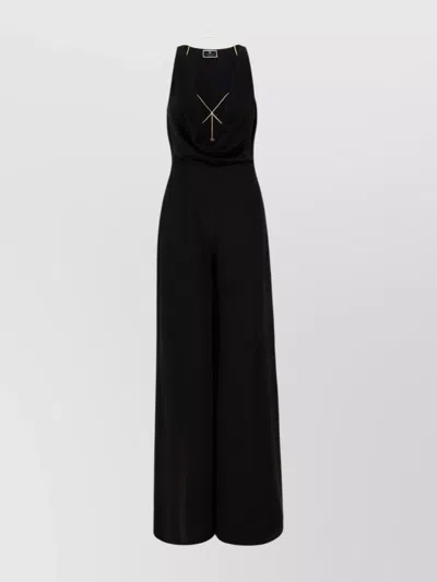 ELISABETTA FRANCHI JUMPSUIT ACETATE BLEND METAL CHAIN ACCESSORY