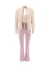 Elisabetta Franchi Georgette Jumpsuit In Bianco E Rosa