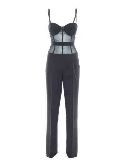 ELISABETTA FRANCHI BLACK ELEGANT JUMPSUIT