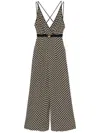Elisabetta Franchi Black Diamond Print Georgette Jumpsuit In Black  
