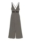 Elisabetta Franchi Black Diamond Print Georgette Jumpsuit In Black