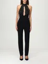 Elisabetta Franchi Georgette Jumpsuit With Piping In Black