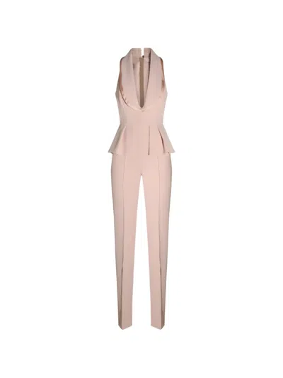 Elisabetta Franchi Jumpsuit In Lightweight Crêpe And Satin Fabrics In Pink