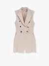 Elisabetta Franchi Jumpsuit With Sholder Pads And Leather Belt In White