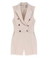 Elisabetta Franchi Jumpsuit With Sholder Pads And Leather Belt In White