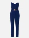 Elisabetta Franchi Jumpsuit With Macro Bow In Blue