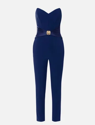 Elisabetta Franchi Jumpsuit With Macro Bow In Blue