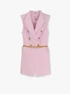 Elisabetta Franchi Jumpsuit With Shoulder Pads And Leather Belt