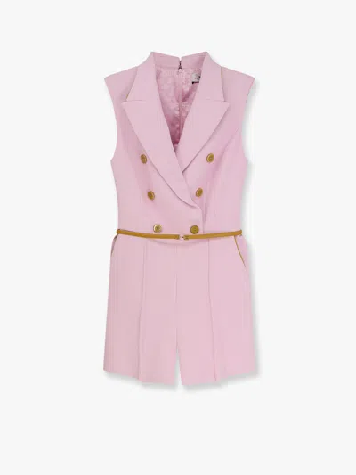 ELISABETTA FRANCHI JUMPSUIT WITH SHOLDER PADS AND LEATHER BELT