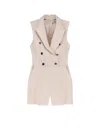 Elisabetta Franchi Jumpsuit With Sholder Pads And Leather Belt In Pink