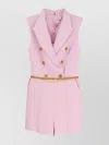 Elisabetta Franchi Jumpsuit With Shoulder Pads And Leather Belt