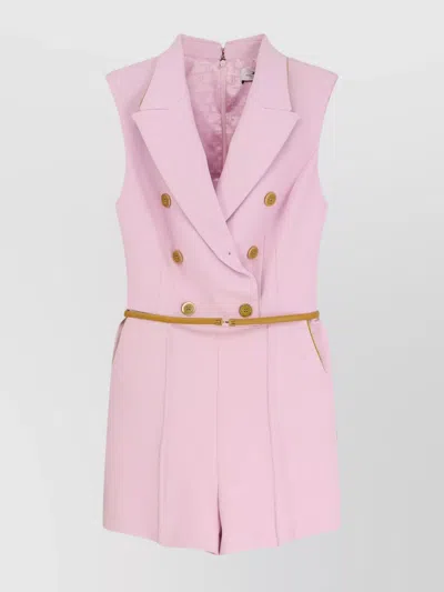 ELISABETTA FRANCHI JUMPSUIT WITH SHOULDER PADS AND LEATHER BELT