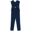 Elisabetta Franchi Flowing Crepe Jumpsuit With Macro Blue Bow In Blue