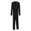 Elisabetta Franchi Sequin Trousers V-neck Embellished Detail In Black