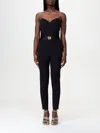 Elisabetta Franchi Strapless Jumpsuit With Waist Belt In Black