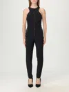 Elisabetta Franchi Black Double Crepe Jumpsuit With Zip Details In Black