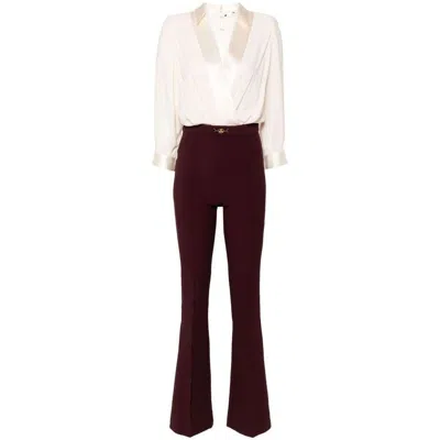 Elisabetta Franchi Crossover-neck Flared Jumpsuit In Multi