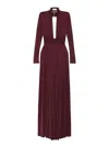 Elisabetta Franchi Key-hole Mock-neck Maxi Dress In Burgundy
