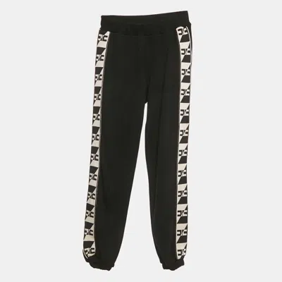 Pre-owned Elisabetta Franchi Kids Black Logo Side Stretch Knit Joggers 12 Yrs