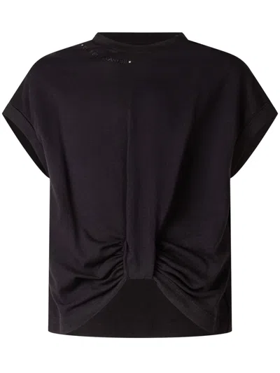 Elisabetta Franchi Kids Kids' Mini T-shirt With Front Knot In Nero