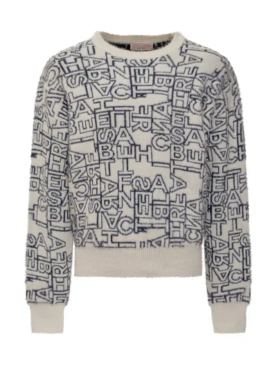 Elisabetta Franchi Kids Kids' Stylish Knit Sweater - F/w In Burro/navy