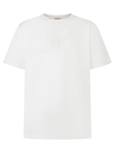 Elisabetta Franchi Kids Mini Logo Embroidered T-shirt In Bianco