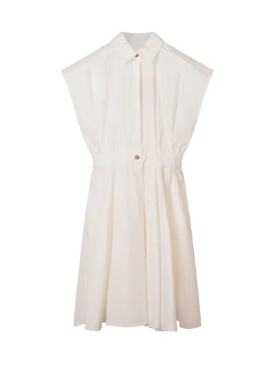 Elisabetta Franchi Kids Mini Sleeveless Midi Suit With Collar In Avorio