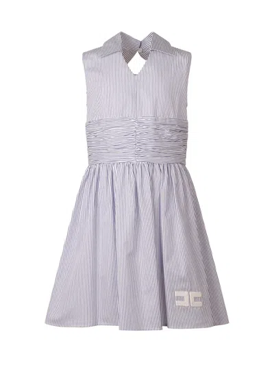 Elisabetta Franchi Kids Mini Sleeveless Striped Suit In Avorio-blu