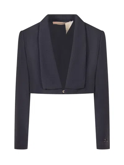 Elisabetta Franchi Kids Mini Stylish Bolero With Logo For Kids In Blue